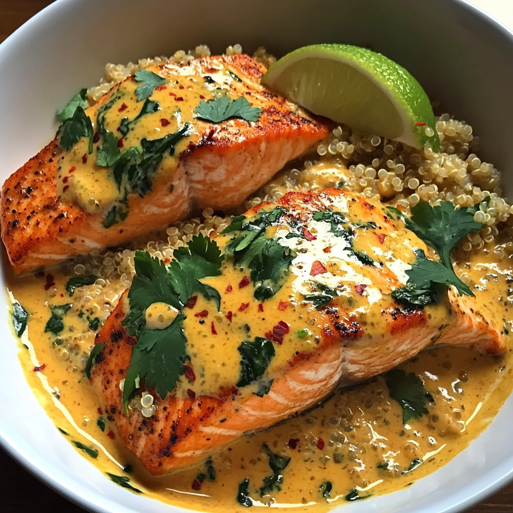 Coconut Curry Salmon with Coconut Quinoa 
