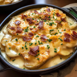 Loaded Scalloped Potatoes – Cheesy, Creamy & Loaded with Flavor!