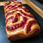 Raspberry Swirl Brioche Loaf Recipe | Soft, Buttery & Fruity Homemade Bread
