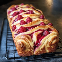 Raspberry Swirl Brioche Loaf Recipe | Soft, Buttery & Fruity Homemade Bread
