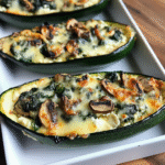 Spinach Mushroom and Ricotta Stuffed Zucchini Boats – Easy Low-Carb Recipe