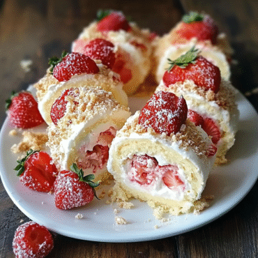 Strawberry Shortcake Cheesecake Rolls (No-Bake Dessert Recipe)
