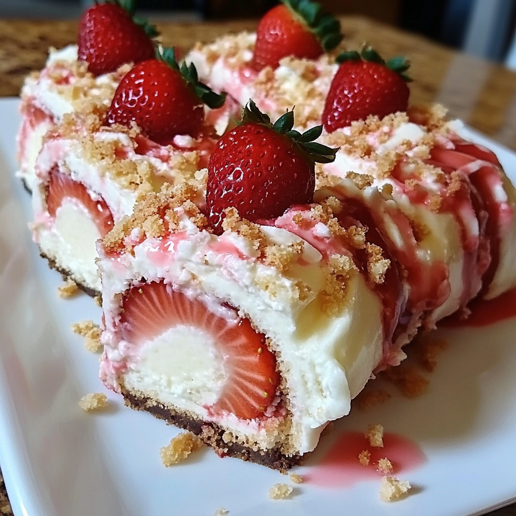 Strawberry Shortcake Cheesecake Rolls (No-Bake Dessert Recipe)