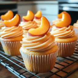 Honey Peach Cream Cheese Cupcakes | Moist & Fruity Summer