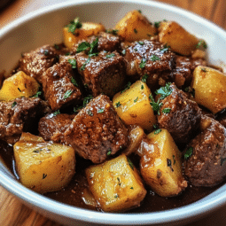 Slow Cooker Garlic Butter Beef Bites & Potatoes – Easy, Tender & Flavorful Dinner Recipe