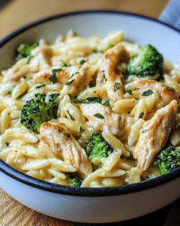 Cheesy Chicken Broccoli Orzo (One-Pot Meal) | Creamy & Easy Dinner Recipe