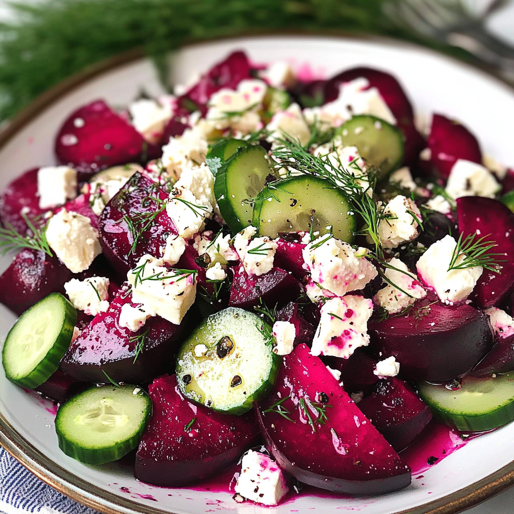 Refreshing Beet Salad with Feta, Cucumbers, and Dill – Easy, Healthy, and Flavor-Packed