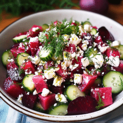 Refreshing Beet Salad with Feta, Cucumbers, and Dill – Easy, Healthy, and Flavor-Packed