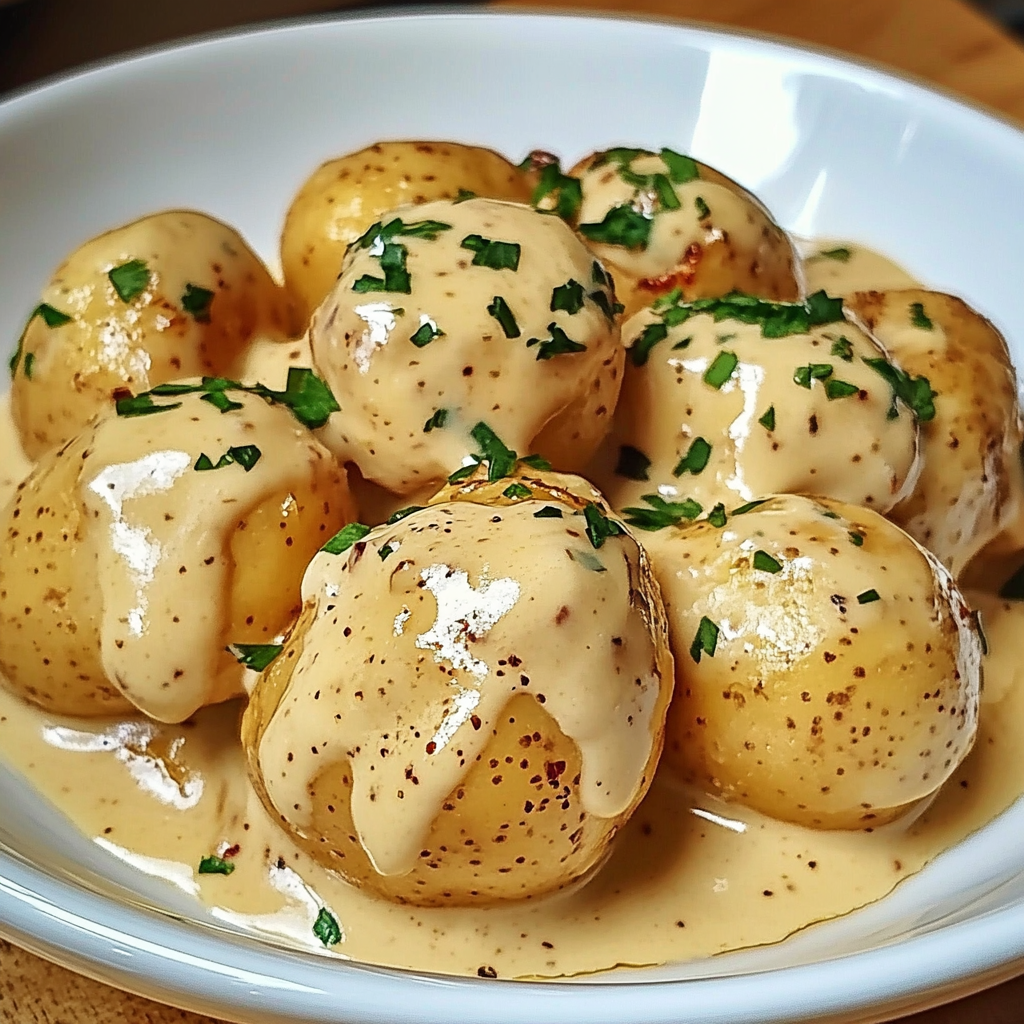 Creamy Garlic Sauce Baby Potatoes Recipe – Easy, Flavorful Side Dish
