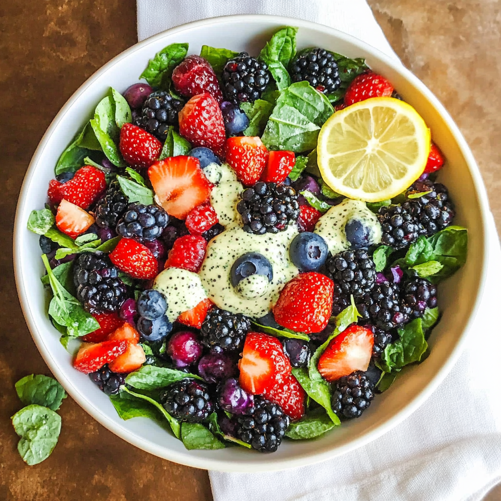 Superfood Berry Salad with Creamy Lemon Herb Dressing (Healthy + Easy Recipe)