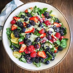 Superfood Berry Salad with Creamy Lemon Herb Dressing (Healthy + Easy Recipe)