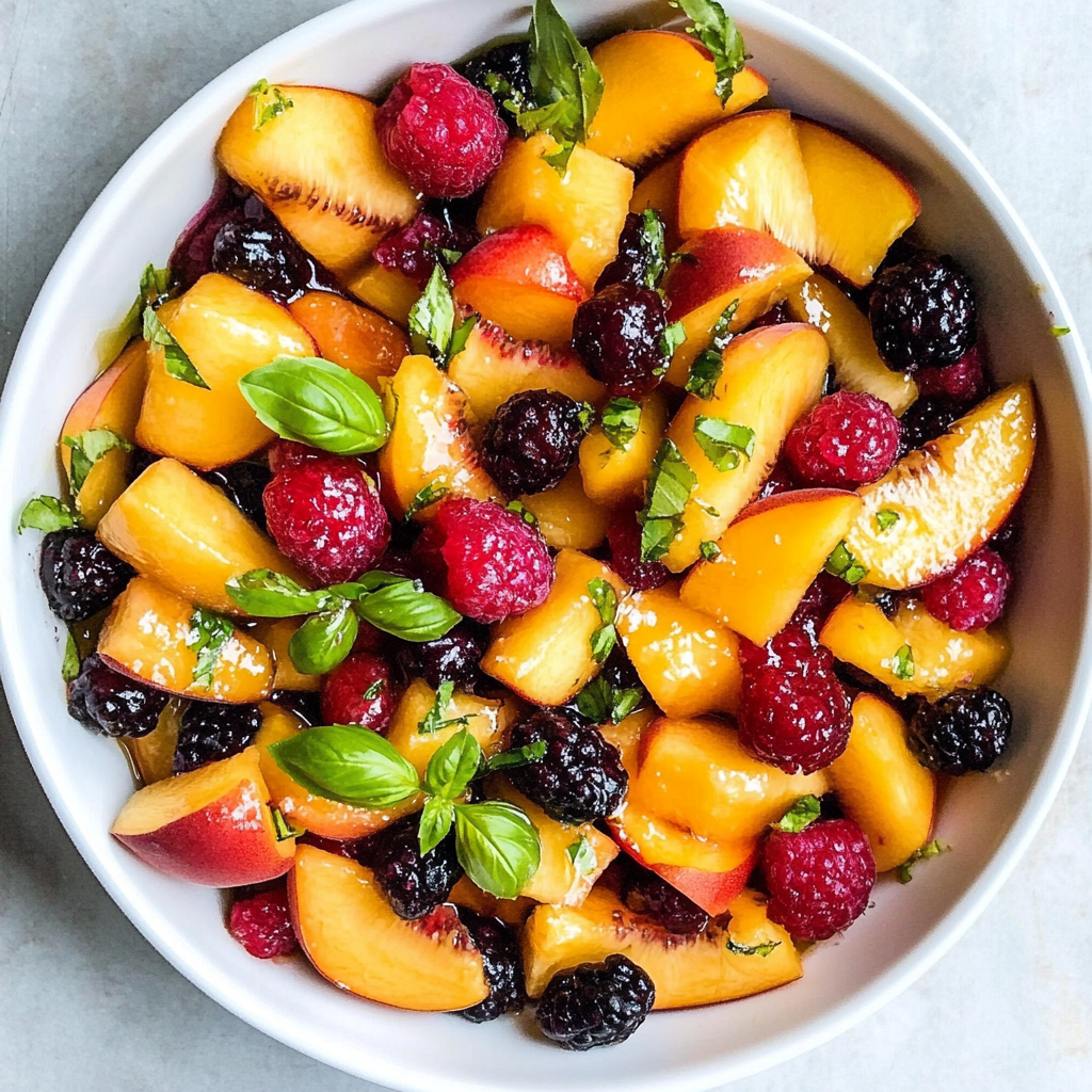 Honey Lime Basil Peach Fruit Salad – Easy, Fresh & Perfect for Summer