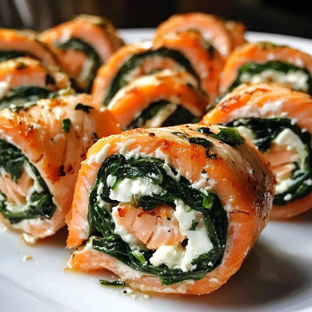 Spinach & Feta Stuffed Salmon Pinwheels (Easy + Keto Friendly Recipe)