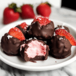 chocolate strawberry frozen yogurt bites