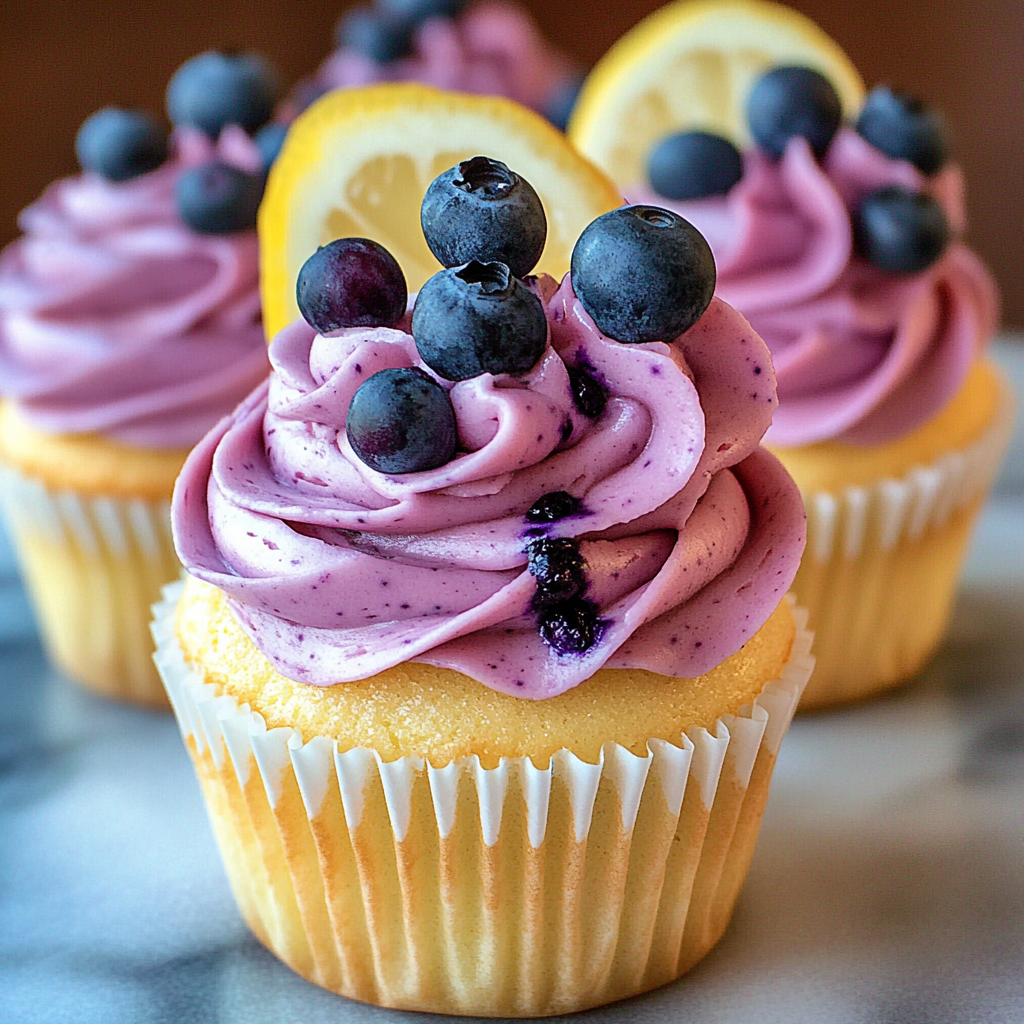 Lemon Cupcakes with Blueberry Buttercream – Fresh, Fruity & Fluffy