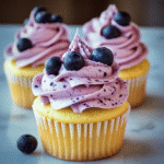 Lemon Cupcakes with Blueberry Buttercream – Fresh, Fruity & Fluffy