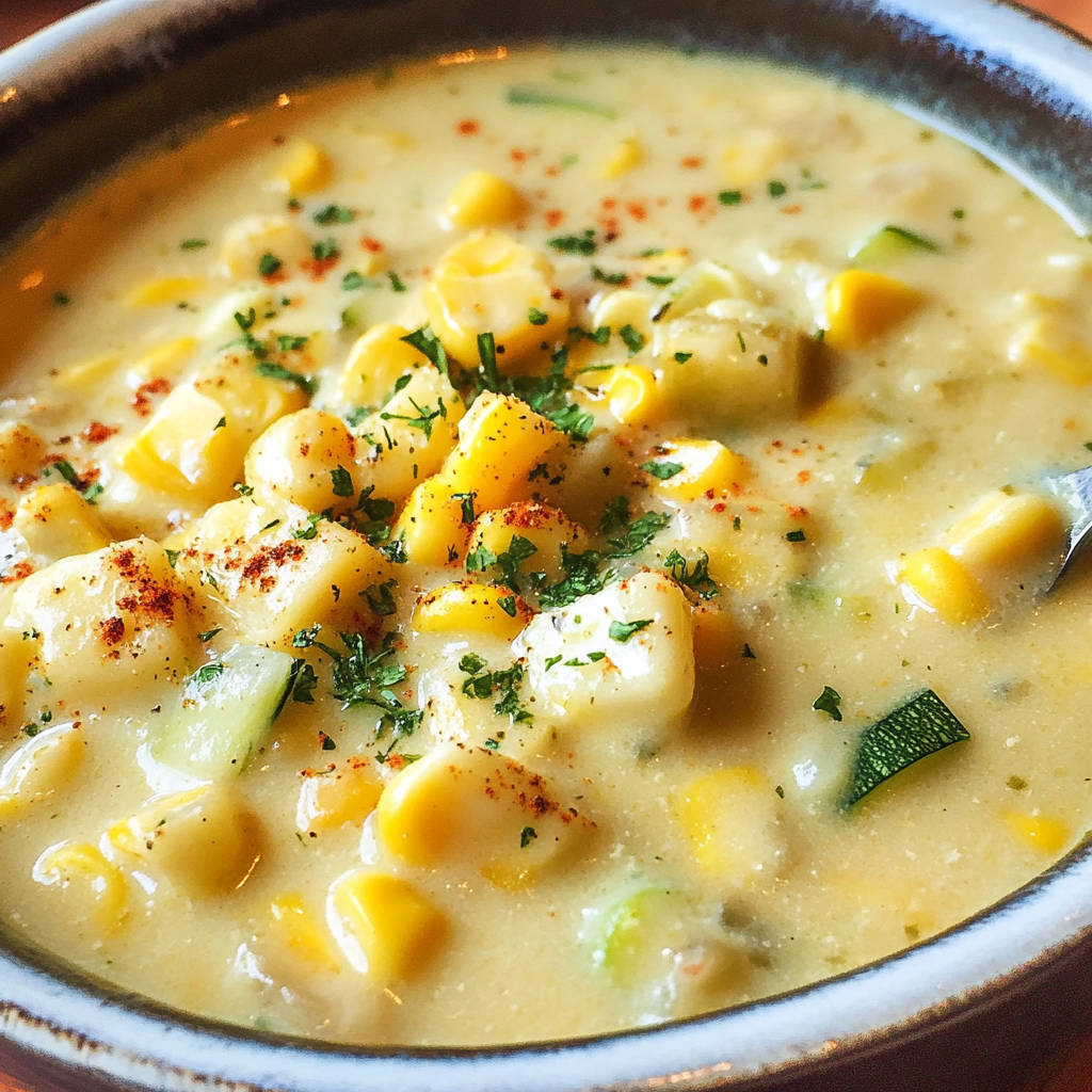 Creamy Zucchini Corn Chowder (Vegan, Gluten-Free, Easy Recipe)