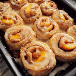 Peach Cobbler Cinnamon Rolls – Soft, Gooey & Fruity Breakfast Treat
