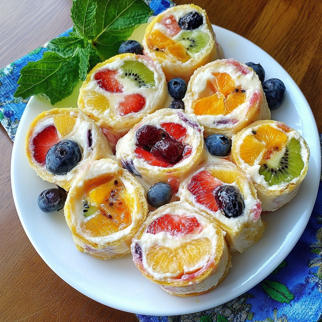 Cheesecake Fruit Salad Roll Ups – Easy No-Bake Dessert with Fresh Fruit