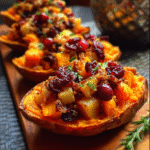 Cranberry Apple Twice Baked Sweet Potatoes | Festive Holiday Side Dish Recipe