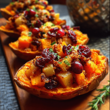 Cranberry Apple Twice Baked Sweet Potatoes | Festive Holiday Side Dish Recipe