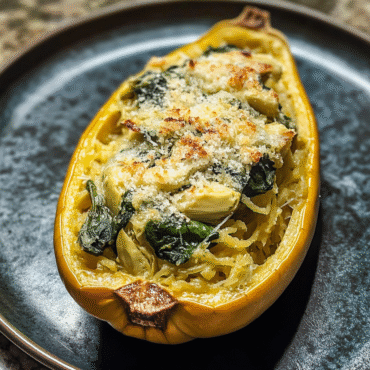 Spinach and Artichoke Stuffed Spaghetti Squash