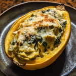 Spinach and Artichoke Stuffed Spaghetti Squash