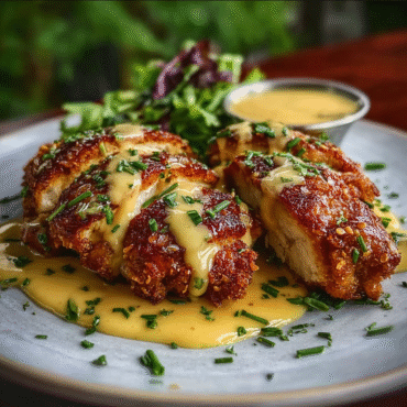 Pretzel Chicken with Mustard-Cheddar Sauce | Crispy, Tangy & Easy Recipe