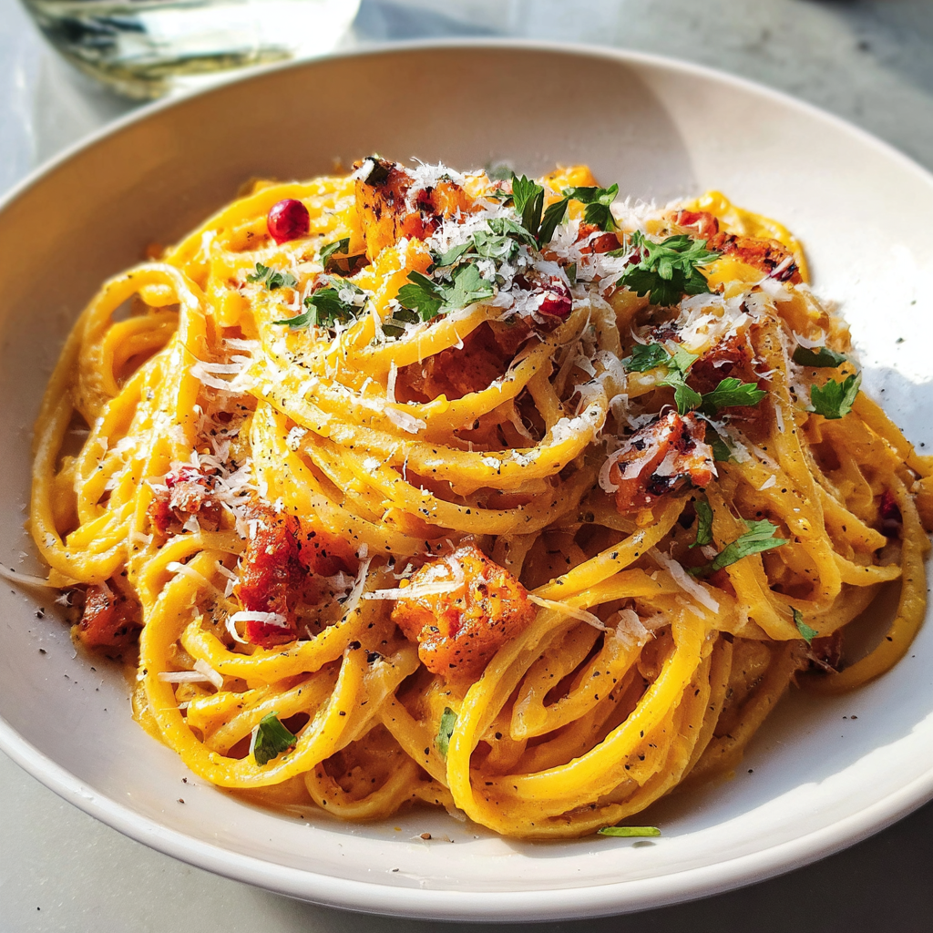 Pumpkin Carbonara Recipe – Creamy Fall Pasta with Pumpkin, Eggs & Cheese