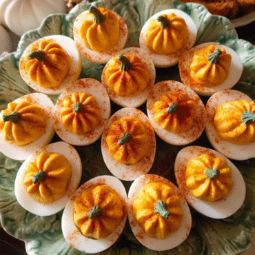 Pumpkin Deviled Eggs Recipe – Easy & Festive Fall Appetizer for Halloween or Thanksgiving