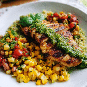 Pesto Chicken with Corn and Bean Salsa – Easy, Healthy & Flavorful Dinner Recipe