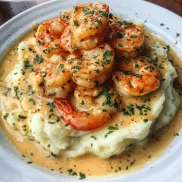 Creamy Garlic Shrimp Over Mashed Potatoes (Easy Comfort Recipe)