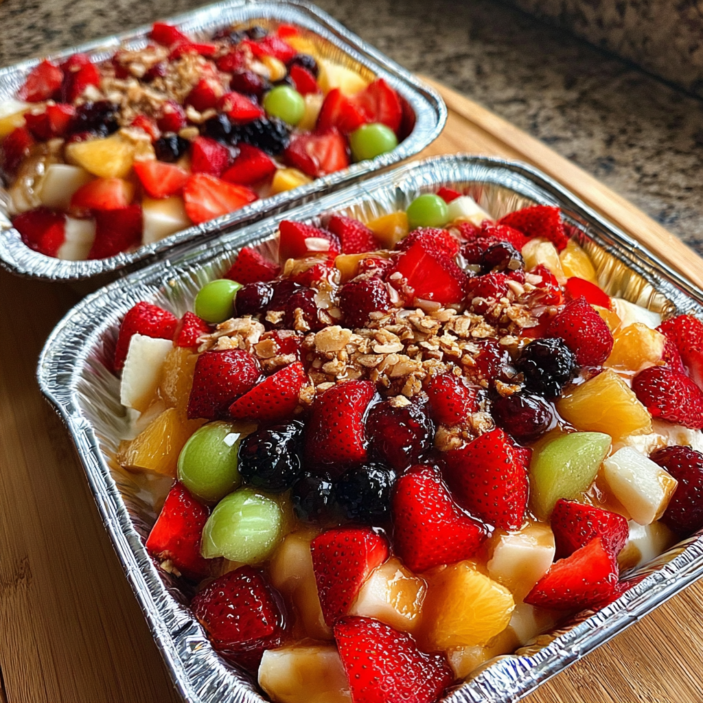 Cheesecake Fruit Salad in a Tin Foil Tray | Easy No-Bake Dessert for Parties & Potlucks