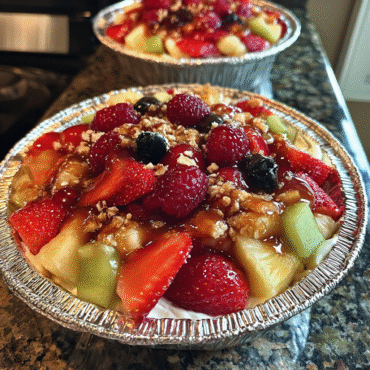 Cheesecake Fruit Salad in a Tin Foil Tray | Easy No-Bake Dessert for Parties & Potlucks