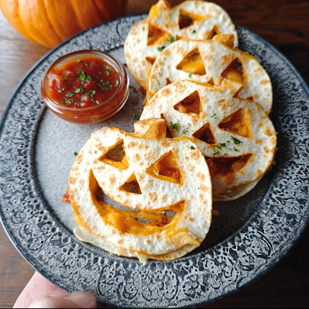 Jack-O’-Lantern Quesadillas – Easy & Fun Halloween Snack for Kids and Parties