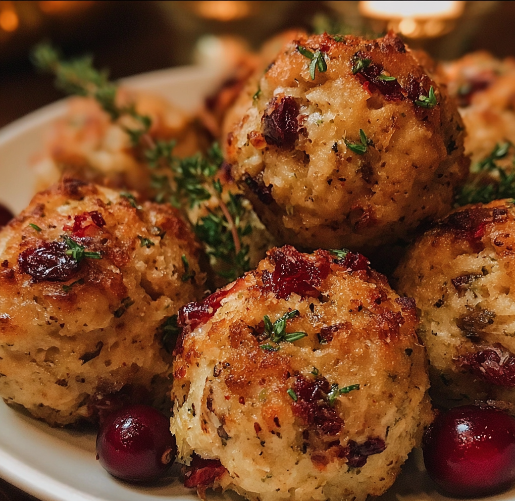 Cranberry Turkey Stuffing Balls | Easy Holiday Appetizer & Side Dish Recipe