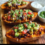 Loaded Sweet Potato Nacho Boats – Healthy, Cheesy & Flavor-Packed Dinner Recipe