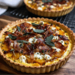 Pumpkin, Ricotta & Caramelized Onion Tart with Bacon and Sage: Cozy Autumn Appetizer Recipe