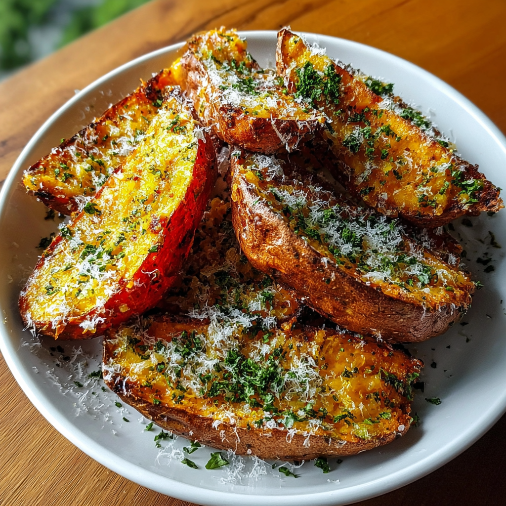 Crispy Garlic Parmesan Sweet Potato Wedges – Easy & Flavor-Packed Side Dish