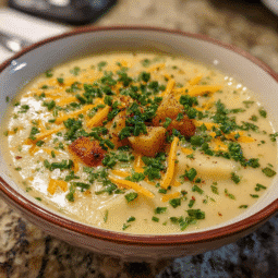 Creamy Cheddar Garlic Herb Potato Soup | Easy Comfort Food Recipe