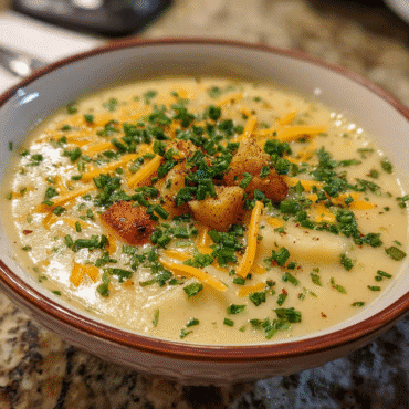 Creamy Cheddar Garlic Herb Potato Soup | Easy Comfort Food Recipe