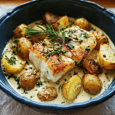Creamy Cod and Potatoes in Rosemary Cream Sauce | Easy One-Pan Dinner Recipe