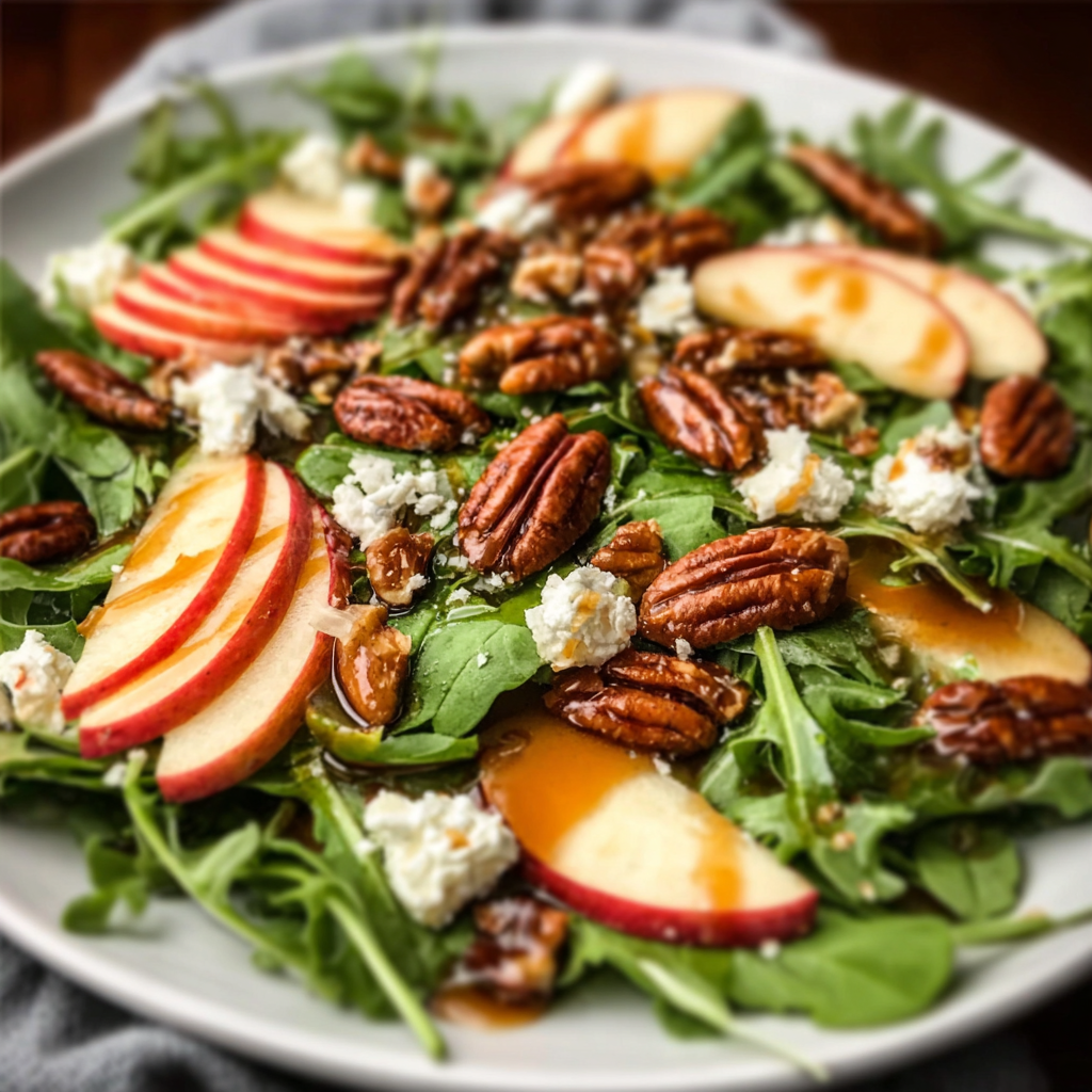 Fresh Apple Arugula Salad with Maple Pecans | Easy & Healthy Fall Recipe