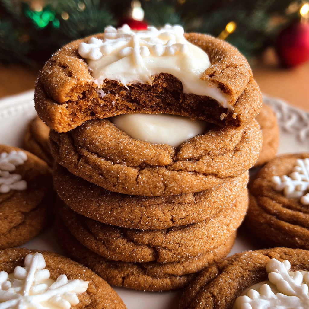 Gingerbread Cheesecake Cookies – Soft, Spiced & Creamy Holiday Treats
