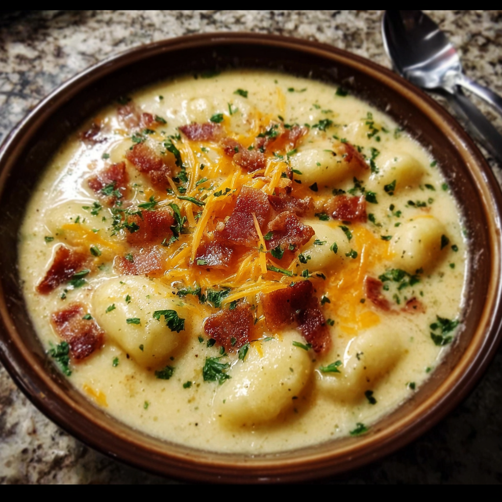Creamy Bacon Cheddar Gnocchi Soup – Easy & Comforting One-Pot Recipe
