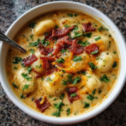 Creamy Bacon Cheddar Gnocchi Soup – Easy & Comforting One-Pot Recipe